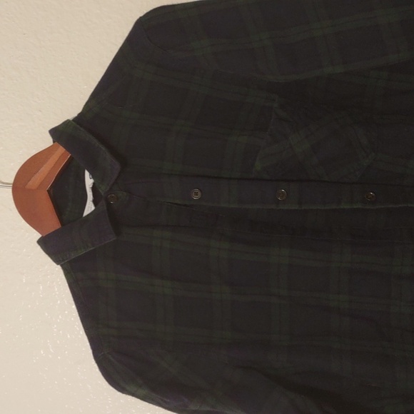 USED OLD NAVY LONG SLEEVE FLANNEL SHIRT MEN TALL M GREEN AND BLUE - Picture 4 of 7